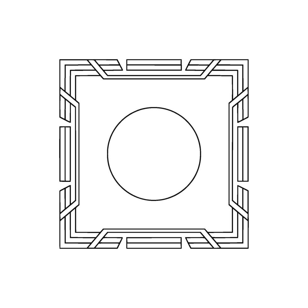 Geometric Art Deco Frame With Circle, Minimalist vector