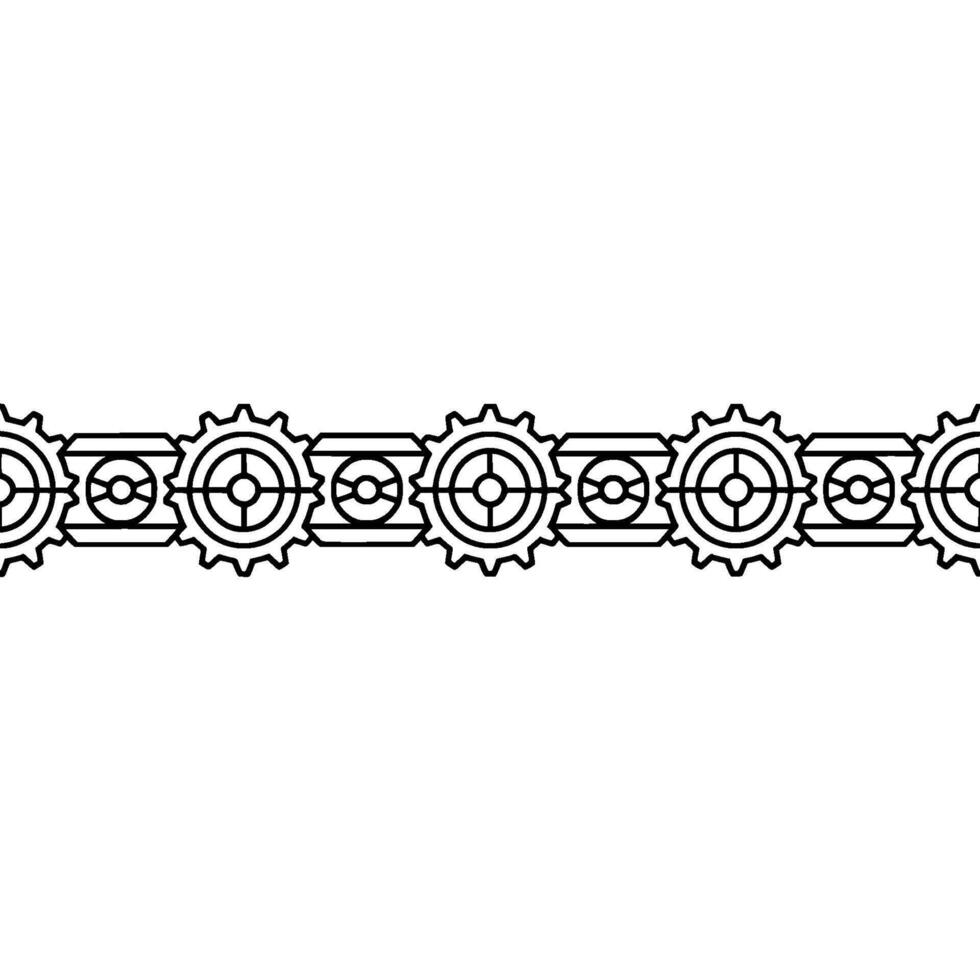 Steampunk Gears Border Minimalist Line Art vector