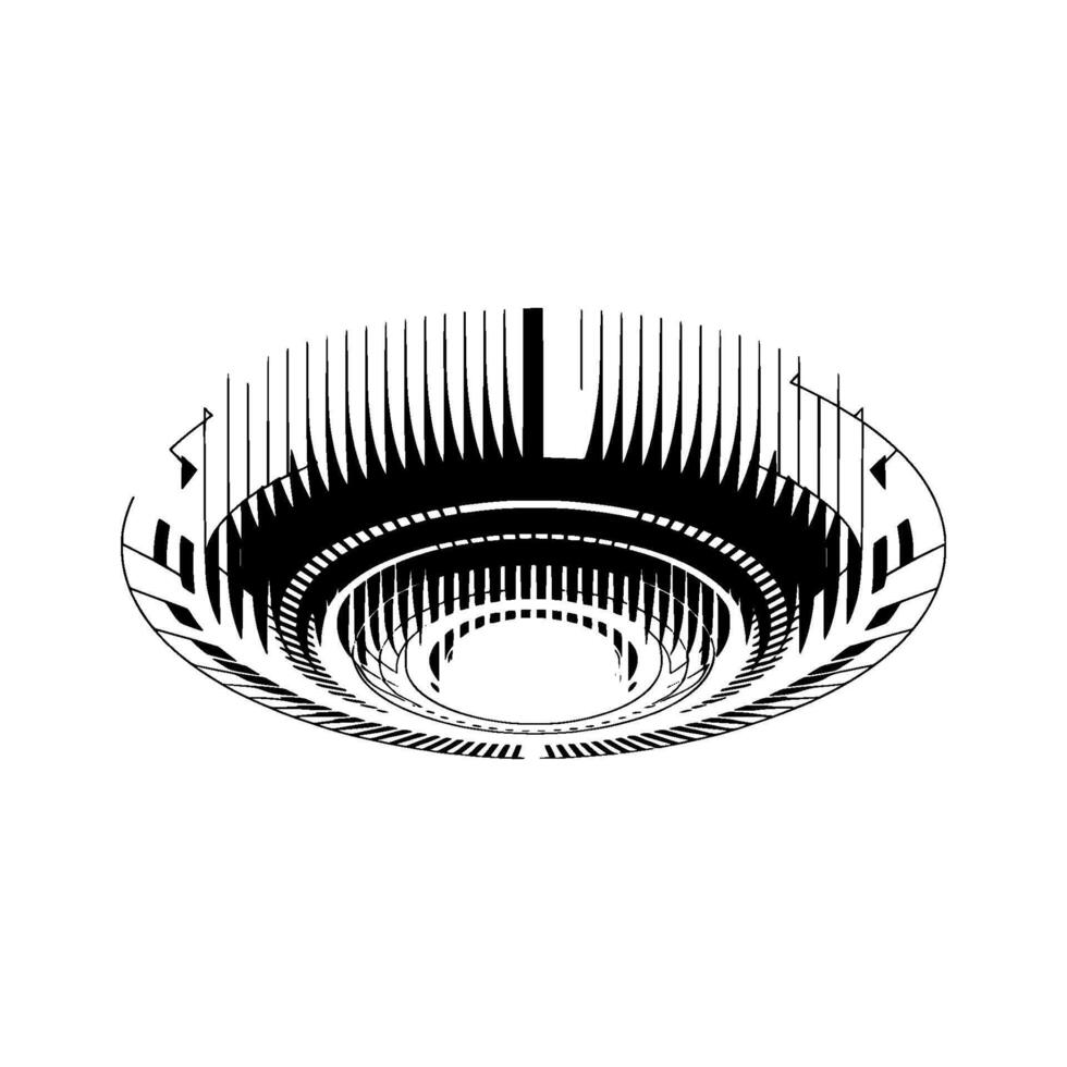 Abstract Architectural Vortex, Minimalist Black and White Illustration vector