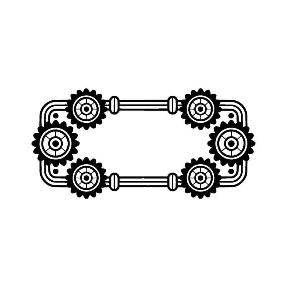 Steampunk Gear Frame Industrial Border, Geometric , Minimalist vector
