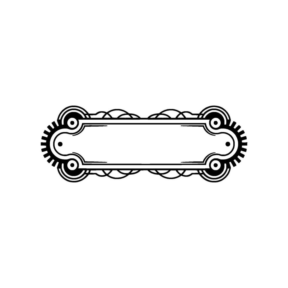 Art Deco Rectangular Label or Frame, Black White, Geometric vector