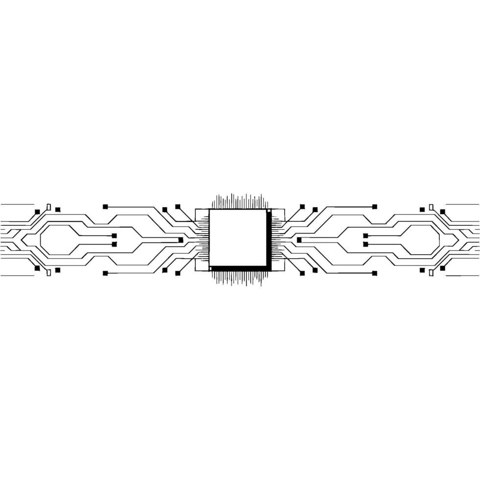 Minimalist Tech Cpu Circuit Board, Clean Lines, White Background vector
