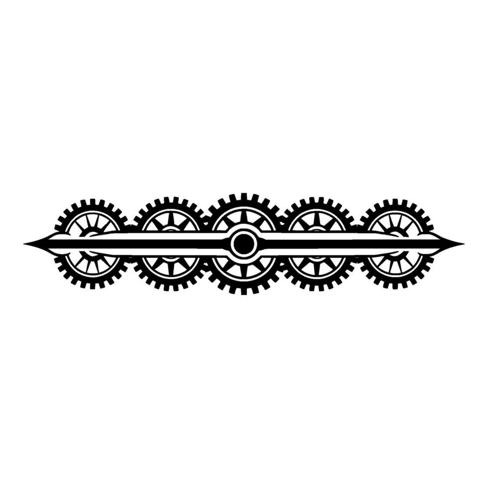 Gear Element Mechanical Illustration, Black White, Minimalist vector