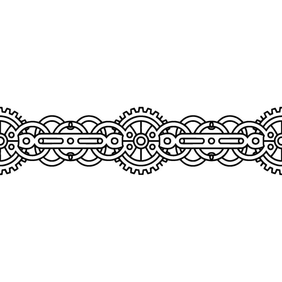 Steampunk Gear Border Geometric Black White Element vector