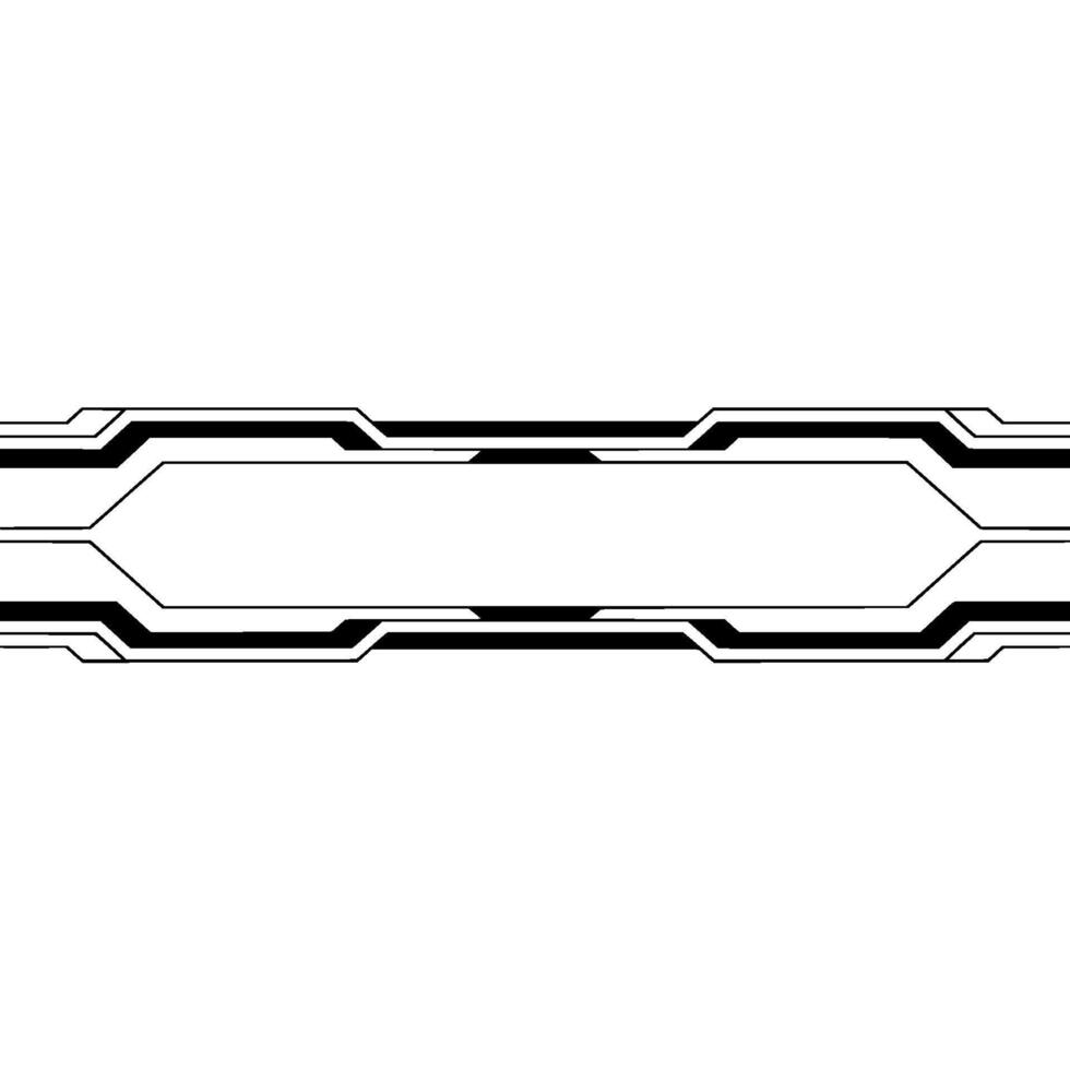 Modern Tech Black Geometric Border on White, Digital Element vector