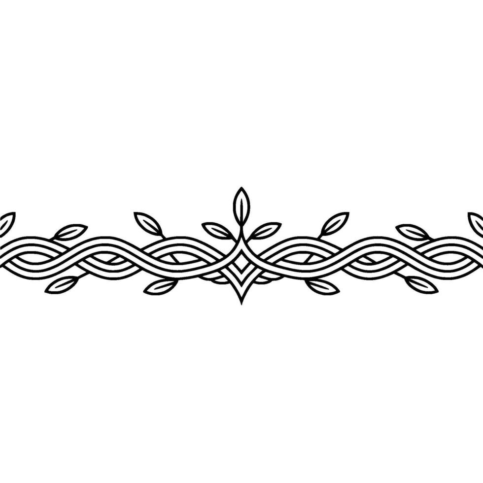 Elegant Line Art Border Floral Ornament on White vector