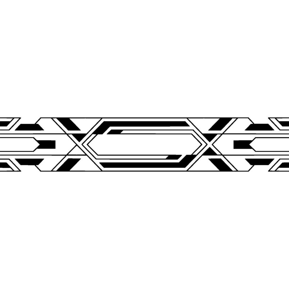 Futuristic Tech Border Black Geometric Elements on White vector