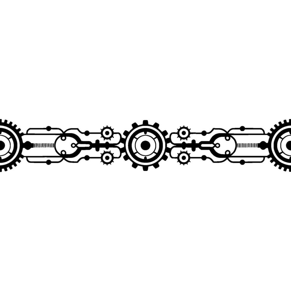 Abstract Steampunk Mechanism Border, Tech , Minimalist Black on Beige vector