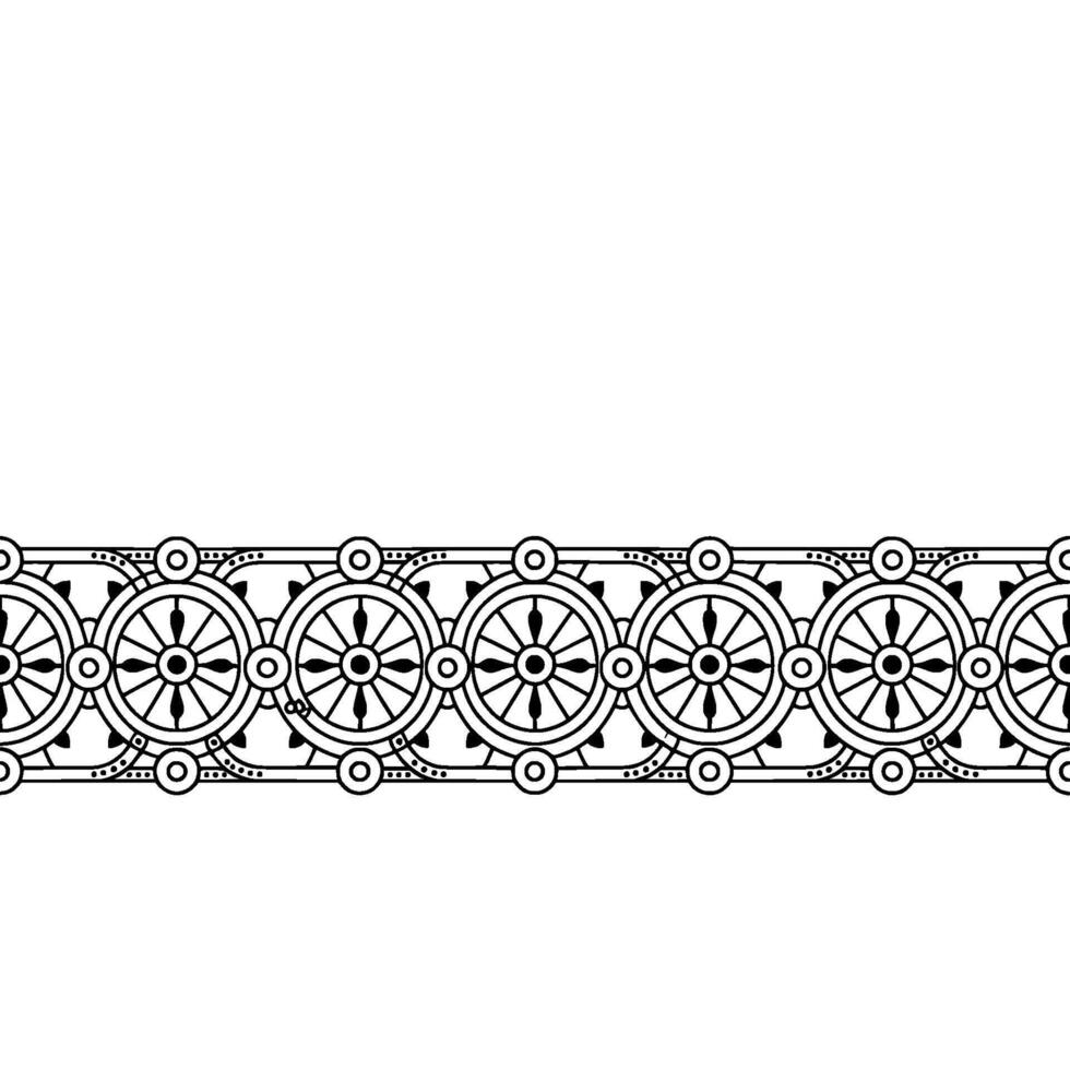 Black White Geometric Wheel Pattern Border vector