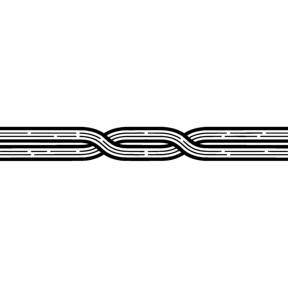 Minimalist Line Art Interwoven Black Stripes on White, Abstract vector