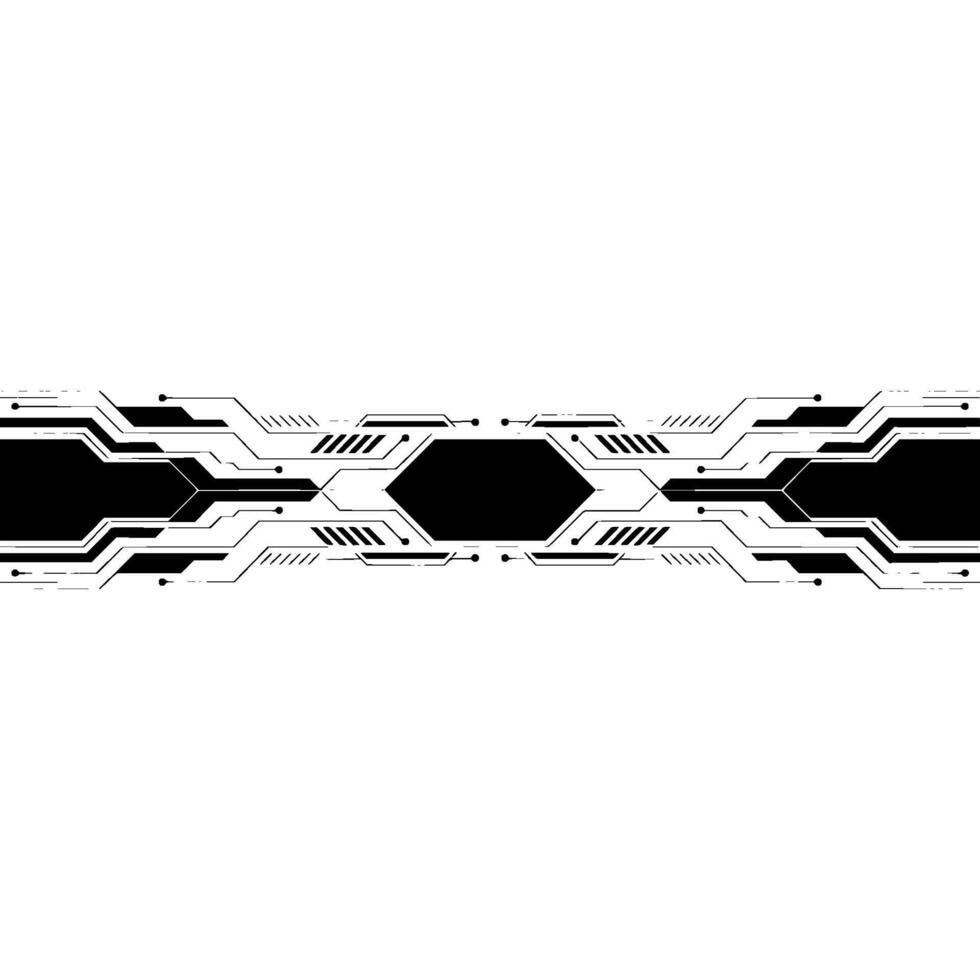 Tech Interface Minimalist Circuitry Banner on White vector