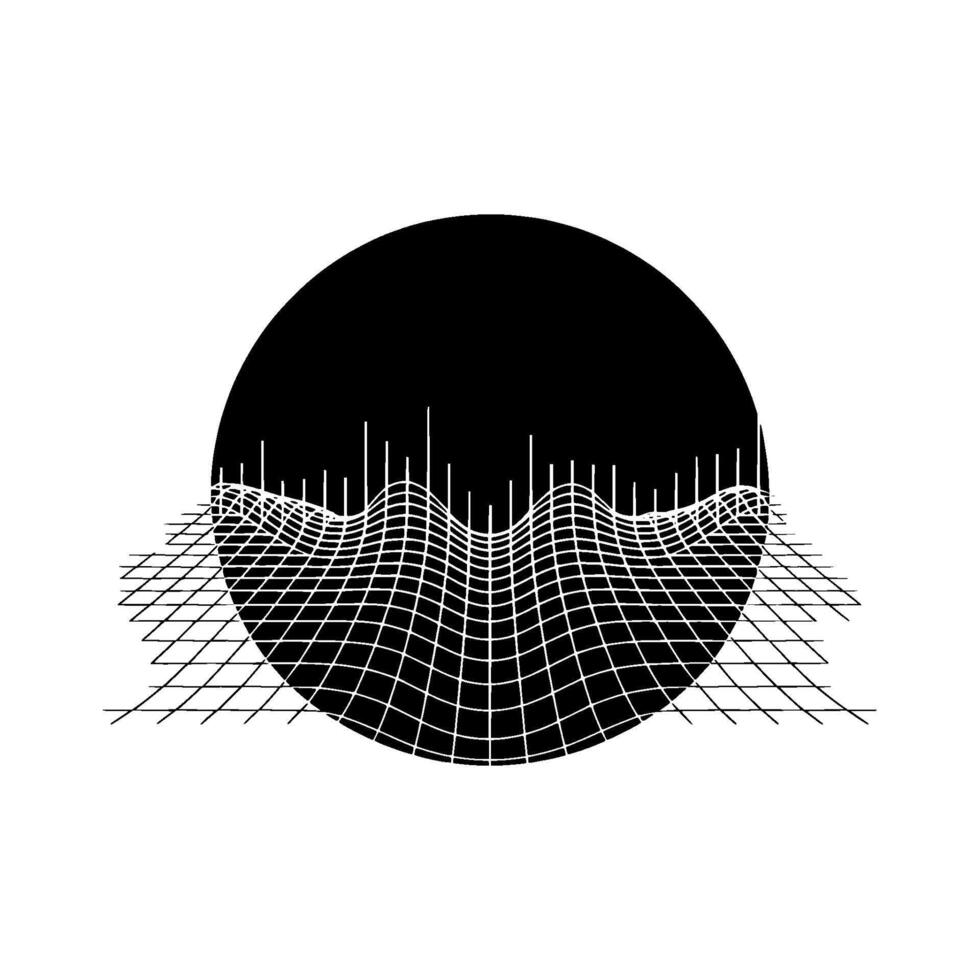 Geometric Waveform With Black Circle Minimalist Retro vector