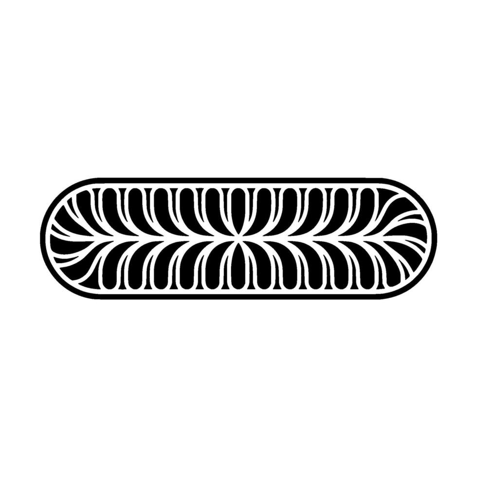 Elegant Floral Pattern in Oval Frame, Minimalist Black and White vector