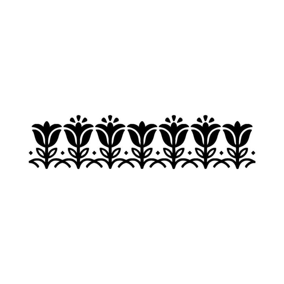 Black Floral Border , Minimalist, Repeating Pattern vector