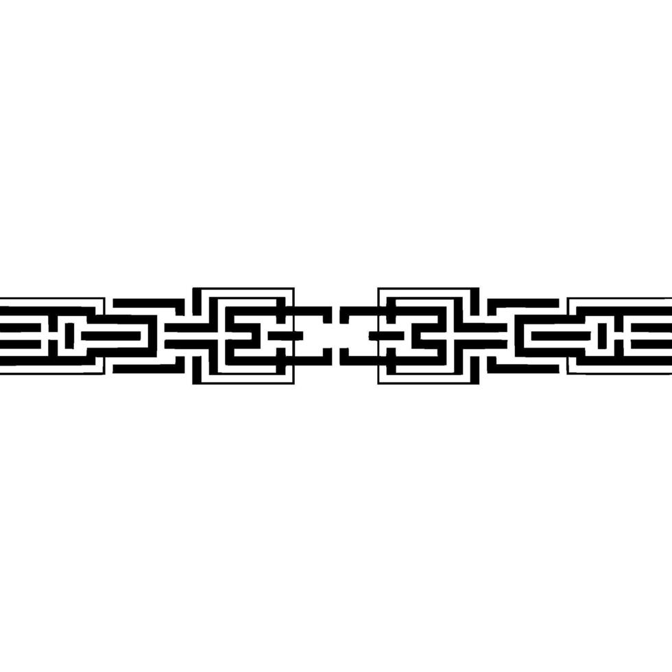 Geometric Border Abstract Black White Ornament on White vector