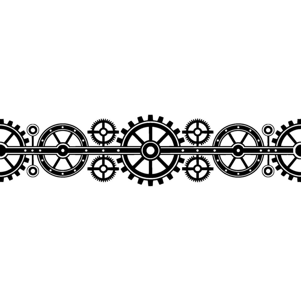 Steampunk Gears Border Mechanical Illustration on Grayscale Background vector