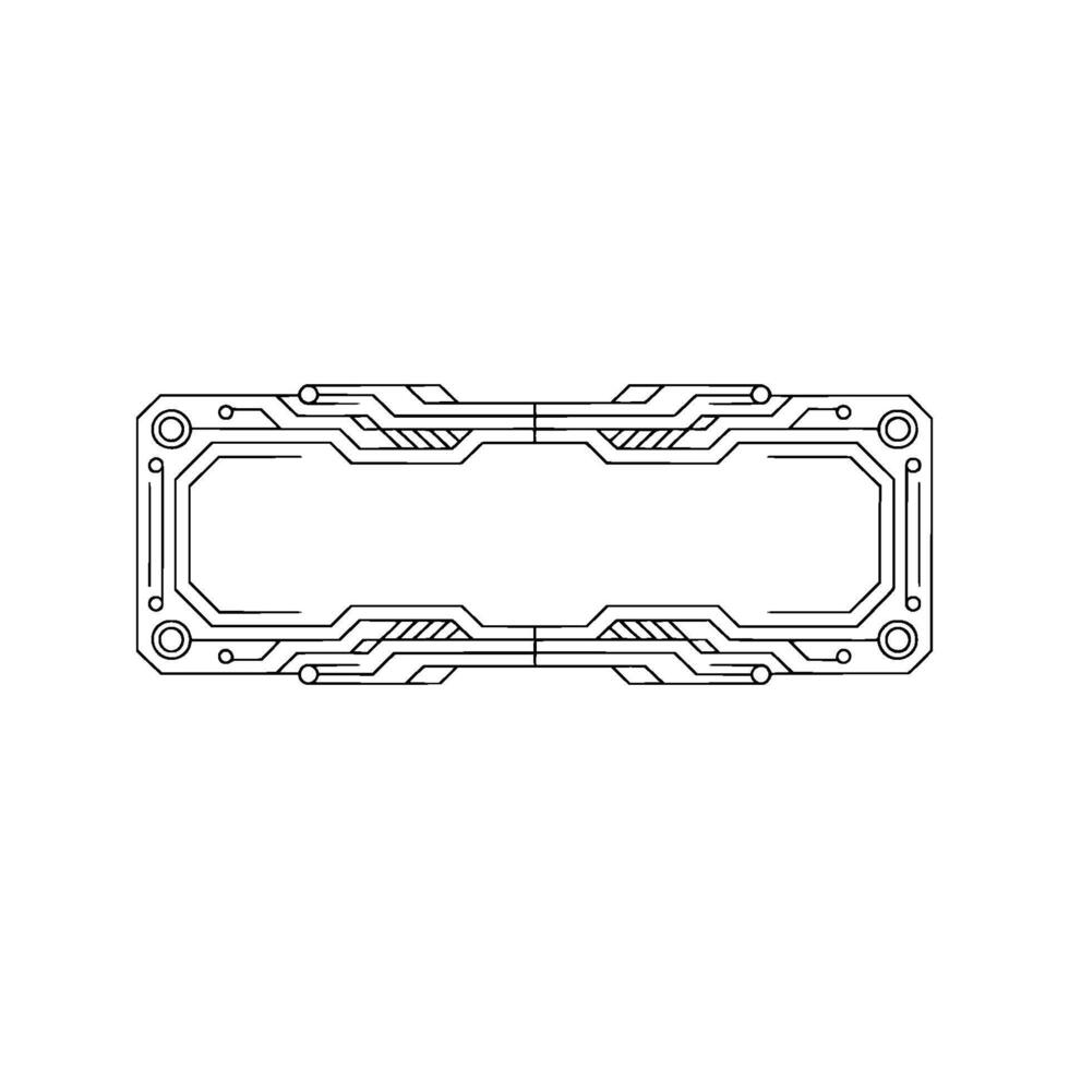 Tech Frame Outline Modern Digital Interface Element on White Background vector