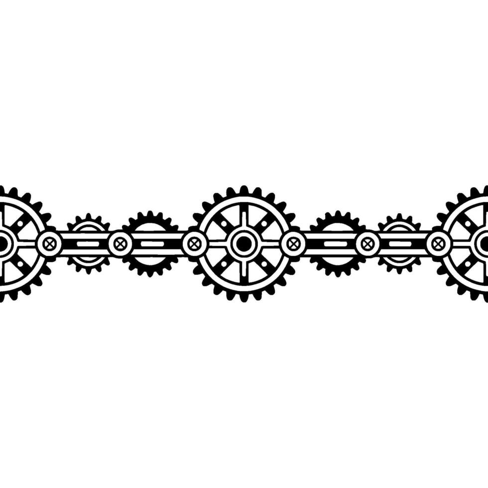 Mechanical Gears Border Steam Punk Machine Elements Seamless Background vector