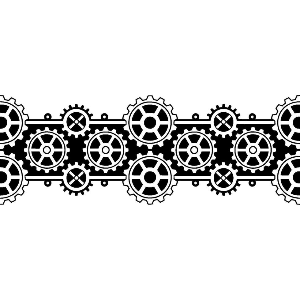Mechanical Gear Border Black White vector