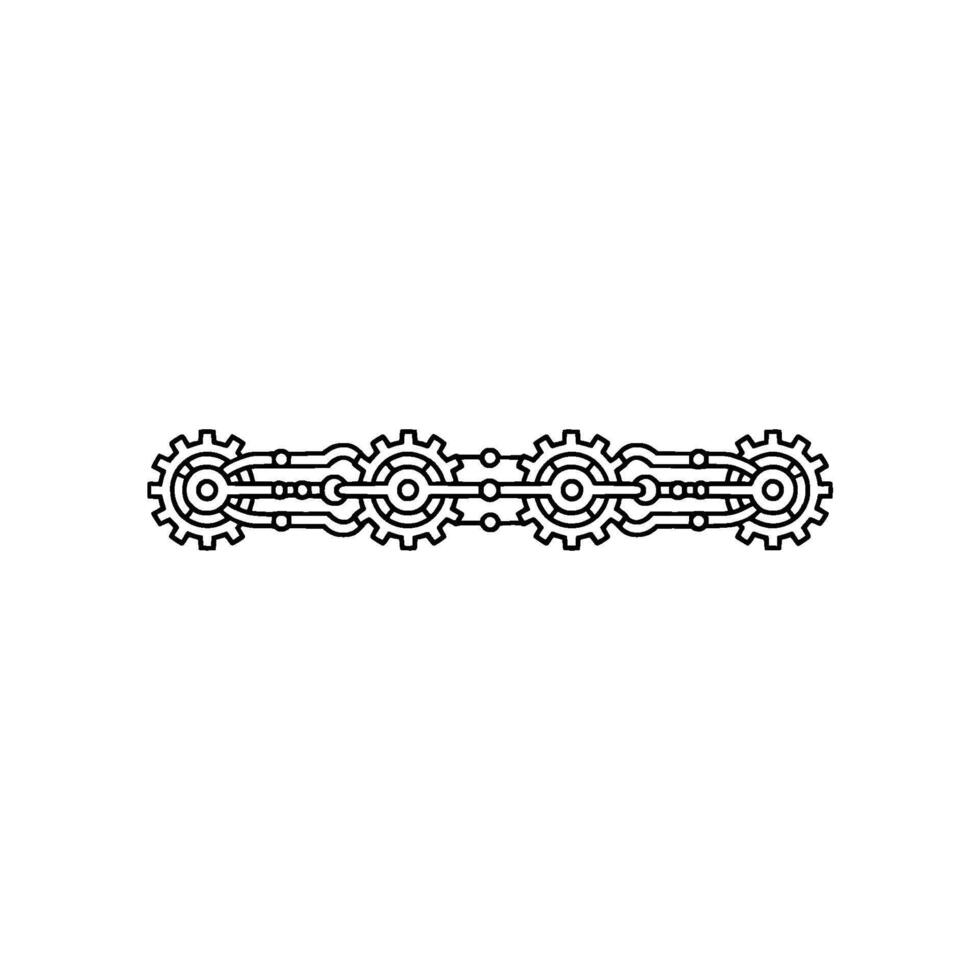 Gear Chain Illustration Mechanical Line Art, for vector