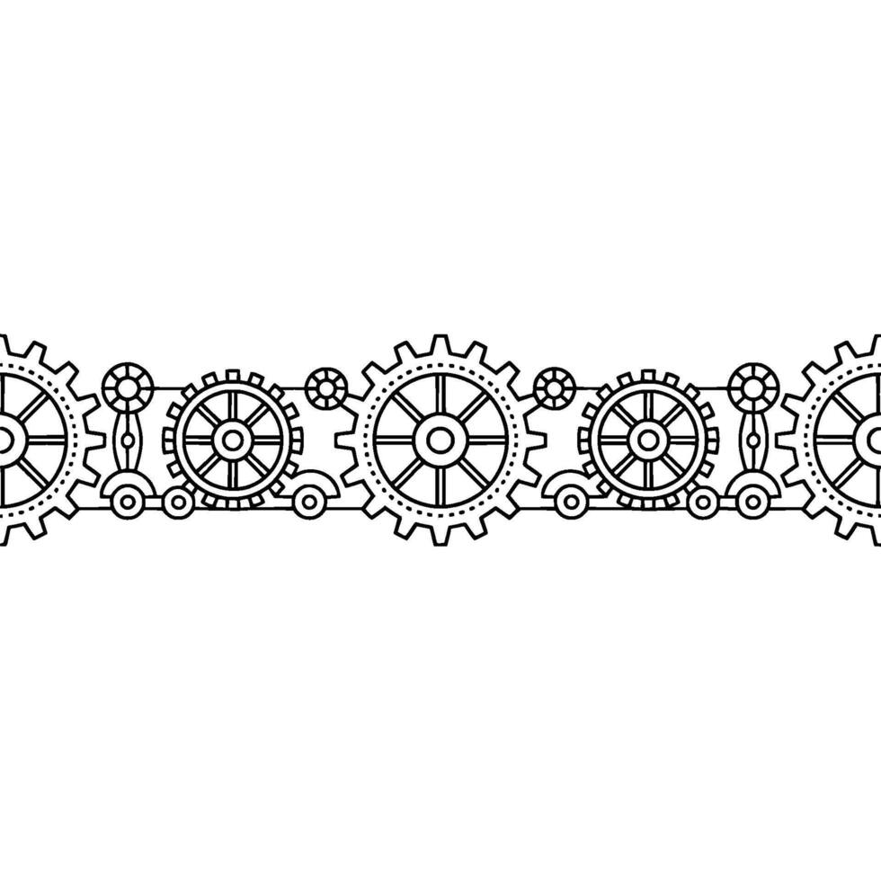 Simple Gear Mechanism Border Black and White, Engineering, Technology Background vector