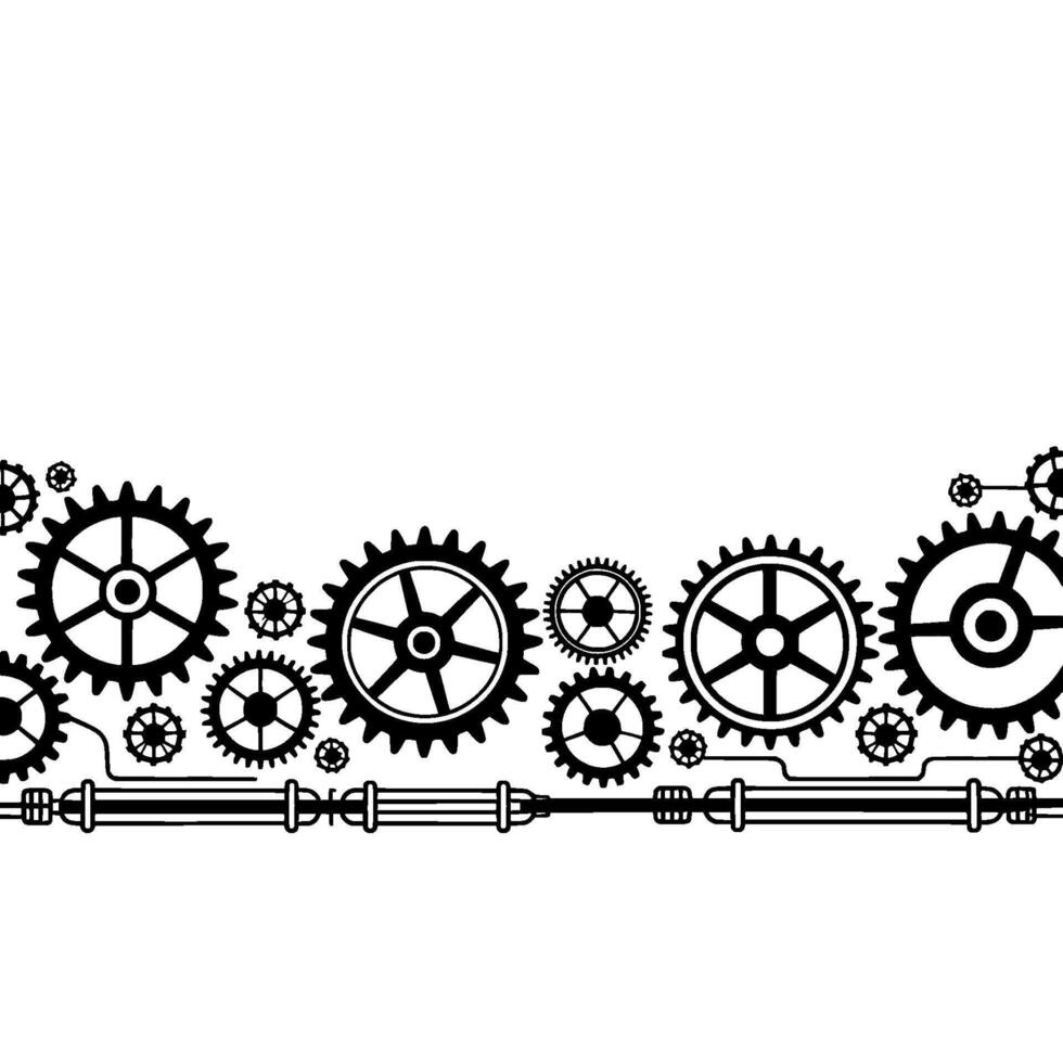 Mechanical Gears and Pipes Illustration on a Gradient Background vector