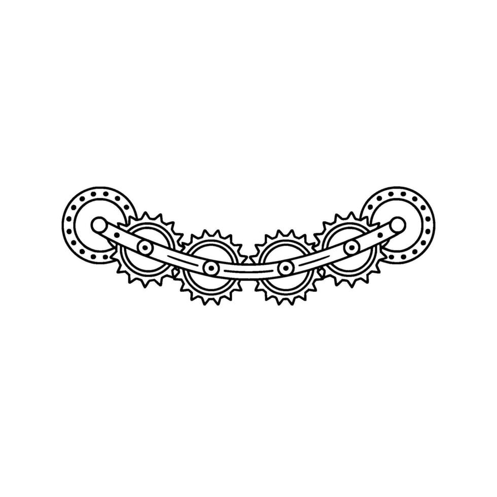 Minimalist Gear Chain , Mechanical Cogwheel , Illustration. vector