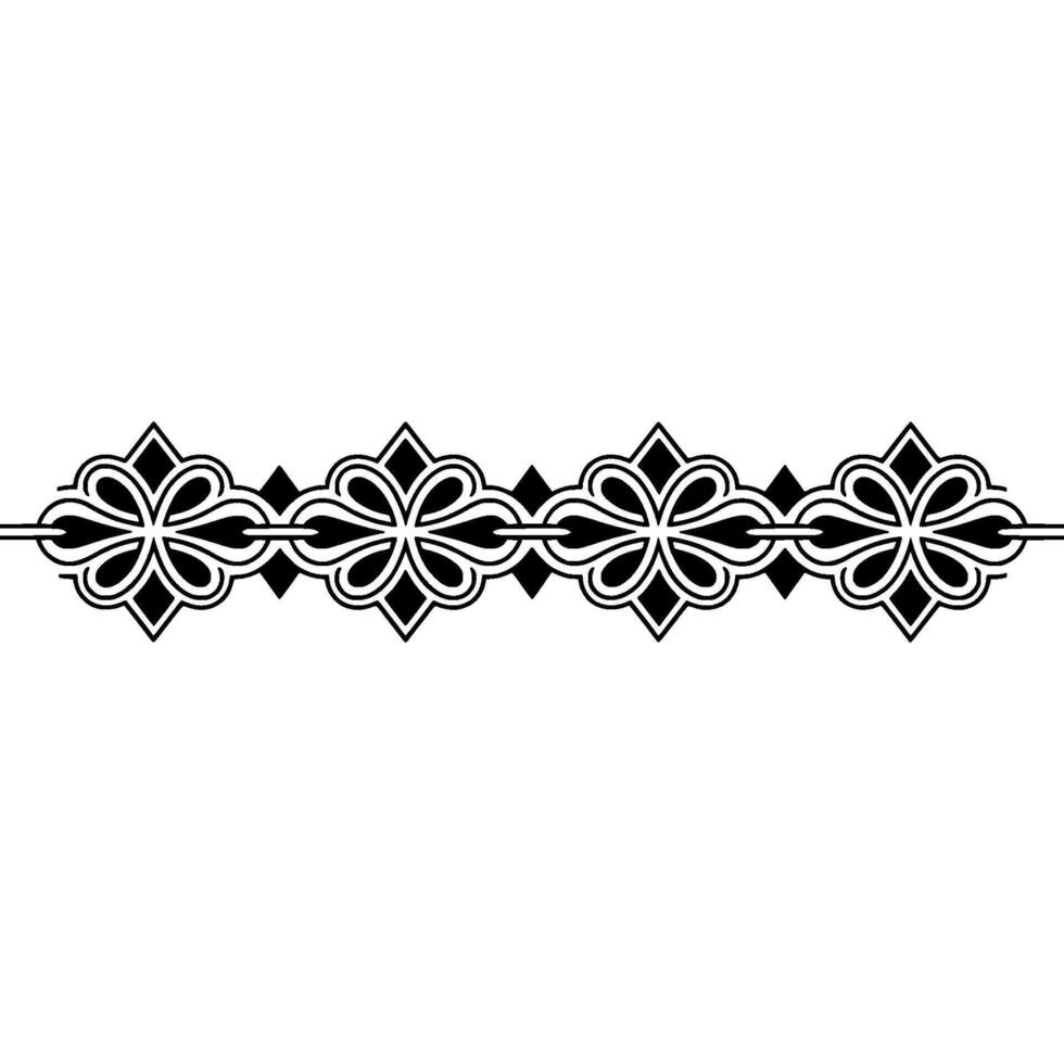 Ornamental Floral Border Elegant Black and White Element vector