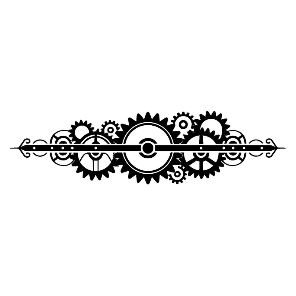 Steampunk Gears Illustration, Black and White, Decorative Element vector