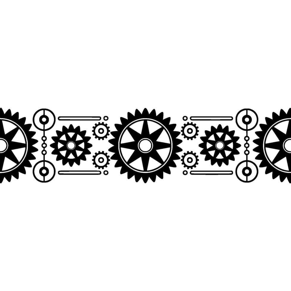 Mechanical Gears Border , Black and White, Engineering Concept vector