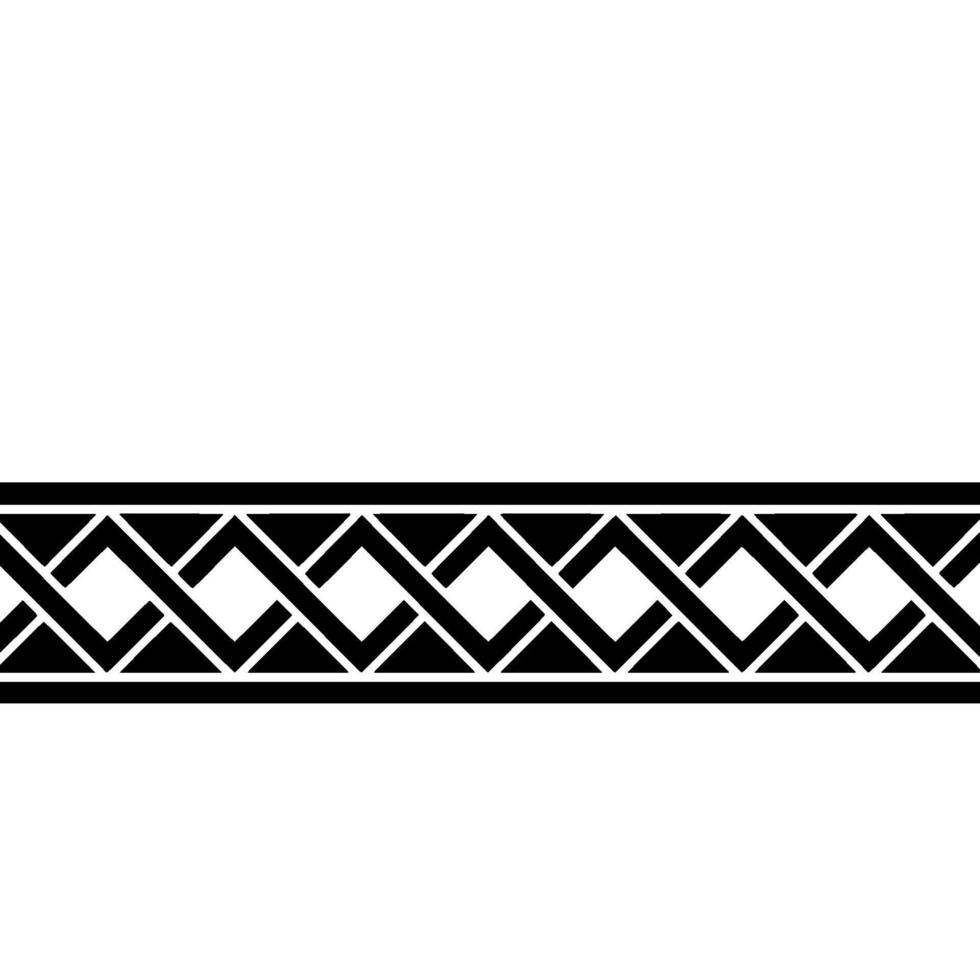 Geometric Border Black and White Interlocking Pattern on Cream Background vector
