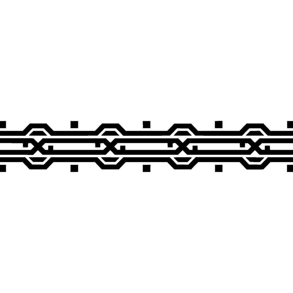 Black Geometric Chain Border on White Background vector