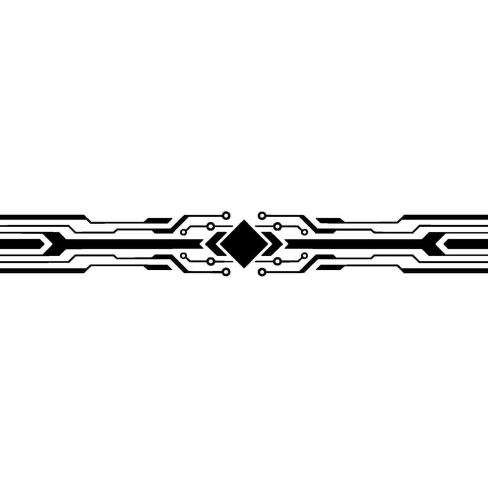 Tech Circuitry Border Element Geometric Black White vector