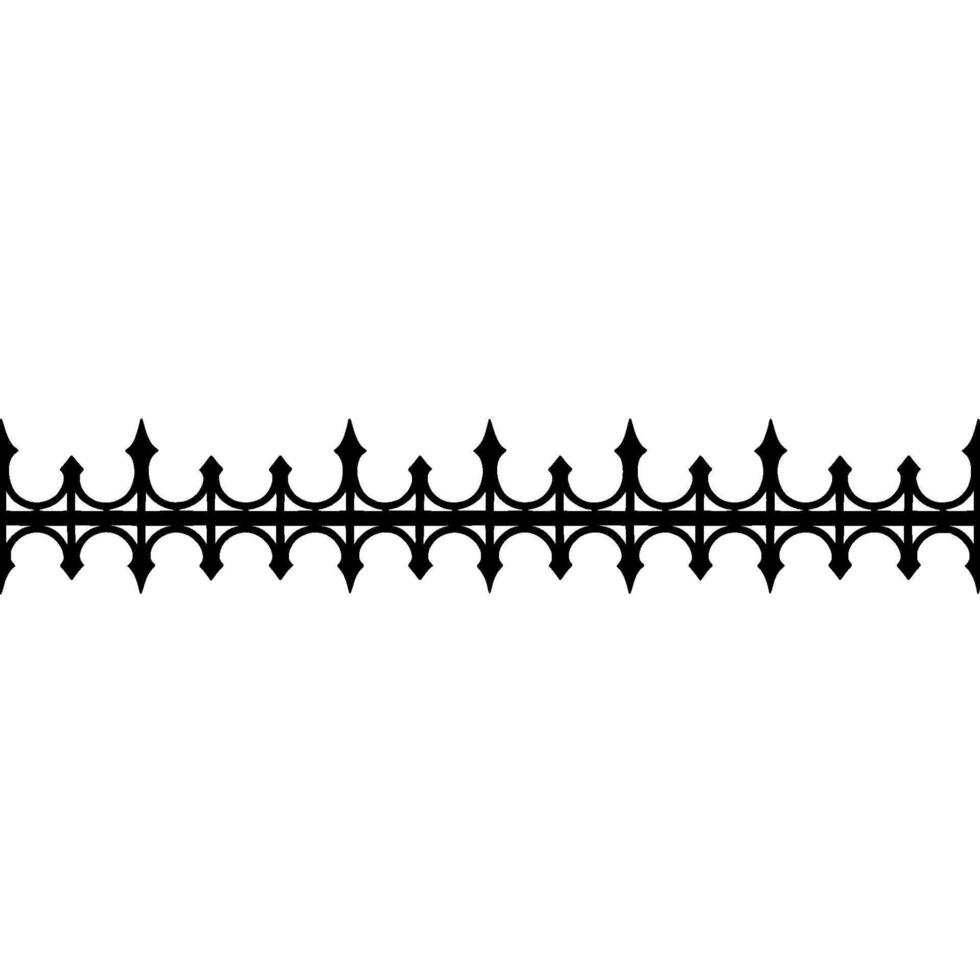Minimalist Gothic Fence Border on White, Abstract vector