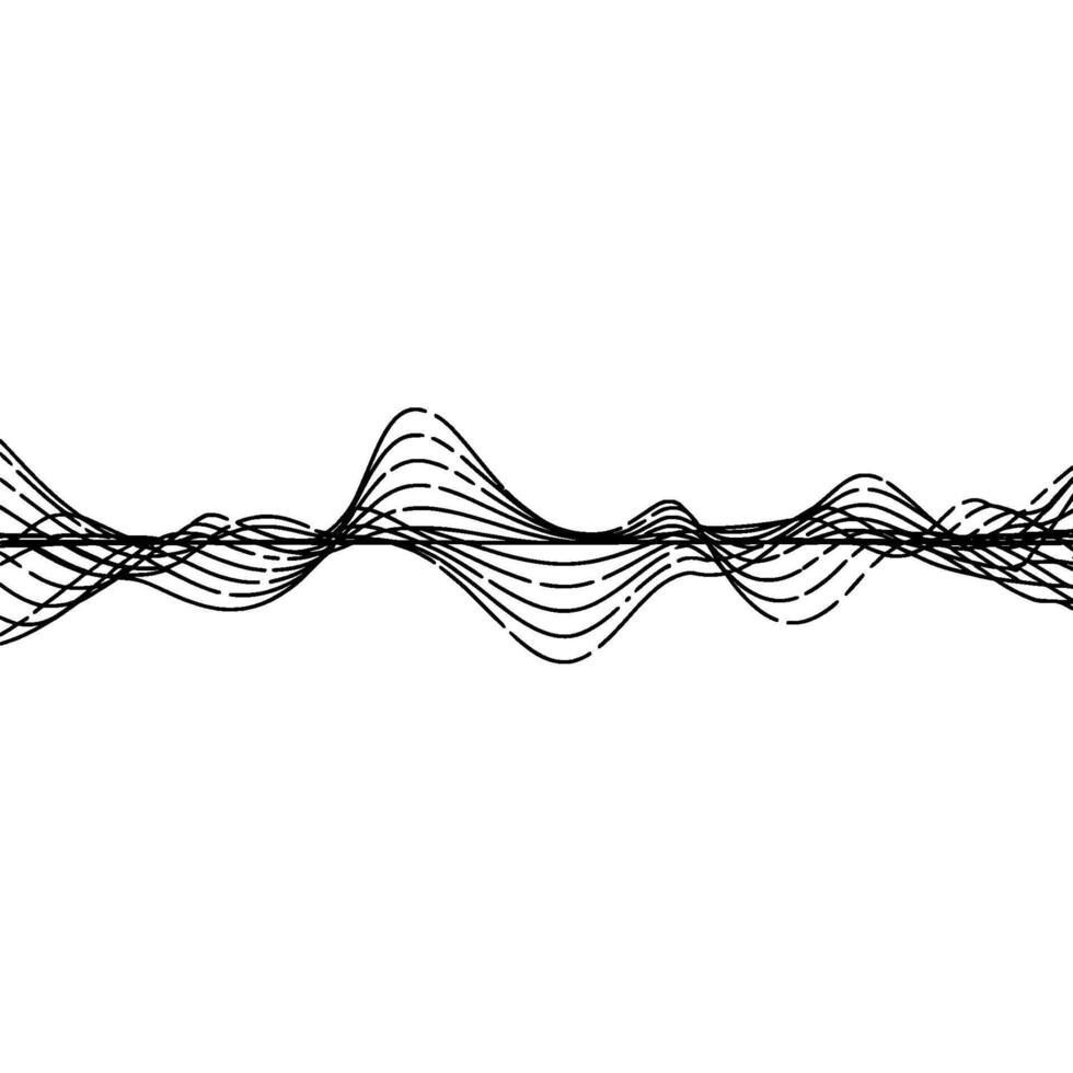Abstract Waveform Illustration Minimalist Black Lines on White Background vector