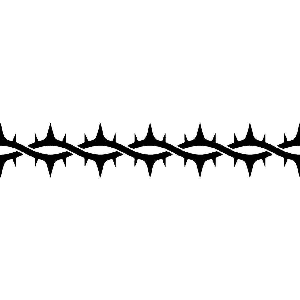 Black Barbed Wire on White, Minimalist Border vector