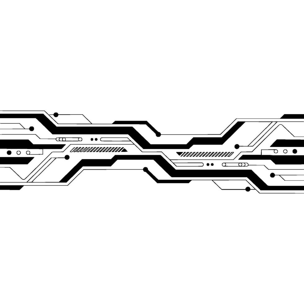 Abstract Tech Circuitry Minimalist Black Lines on White Background vector