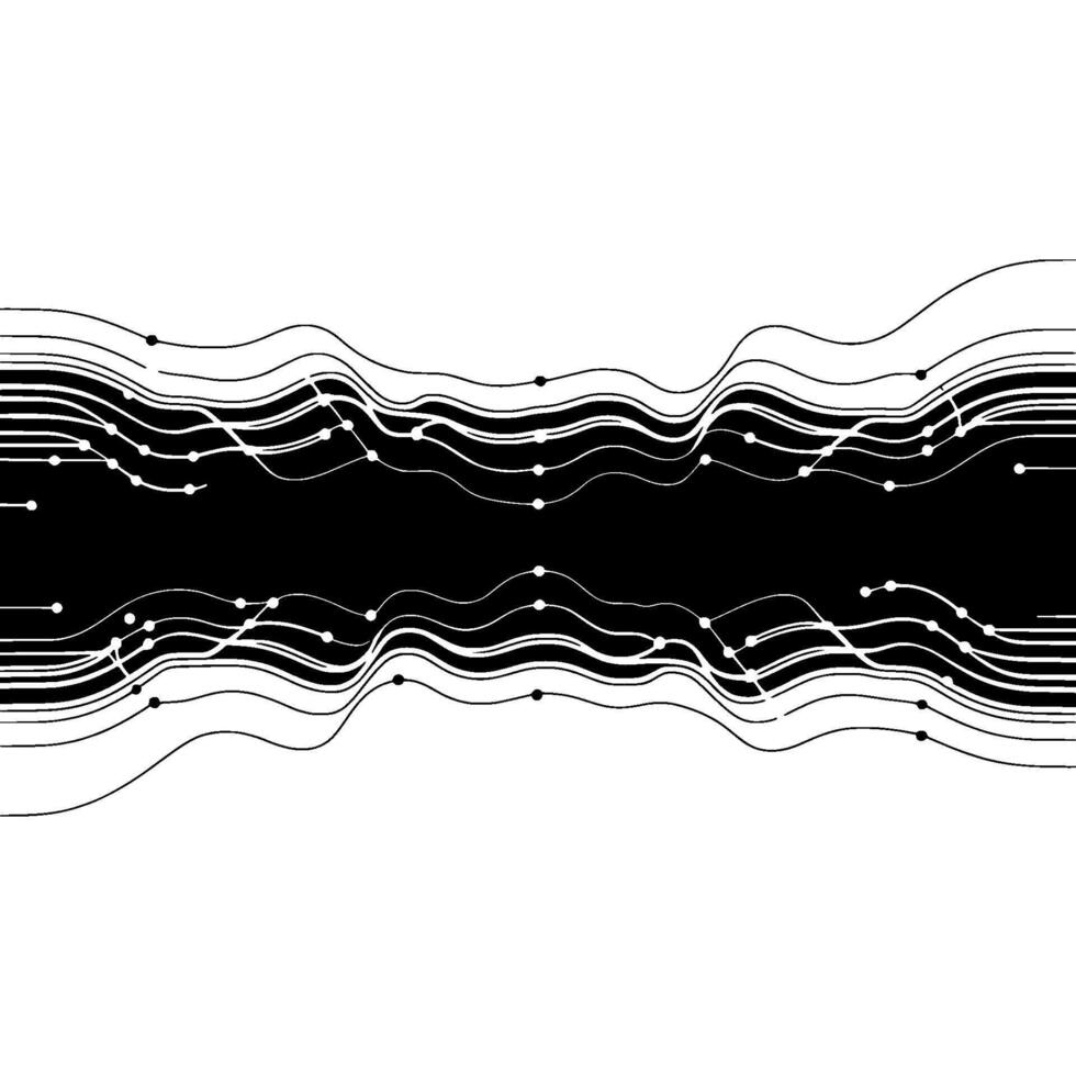 Abstract Black and White Wave Lines With Dots vector