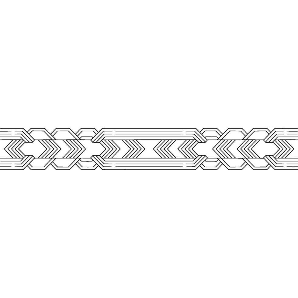 Geometric Braided Border on White Background, Minimalist vector