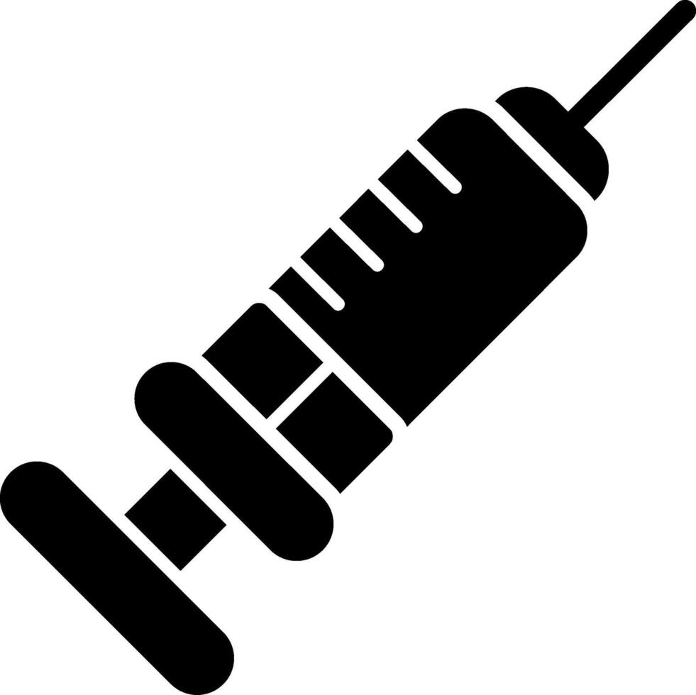 Vaccine Syringe Solid Black Icon vector