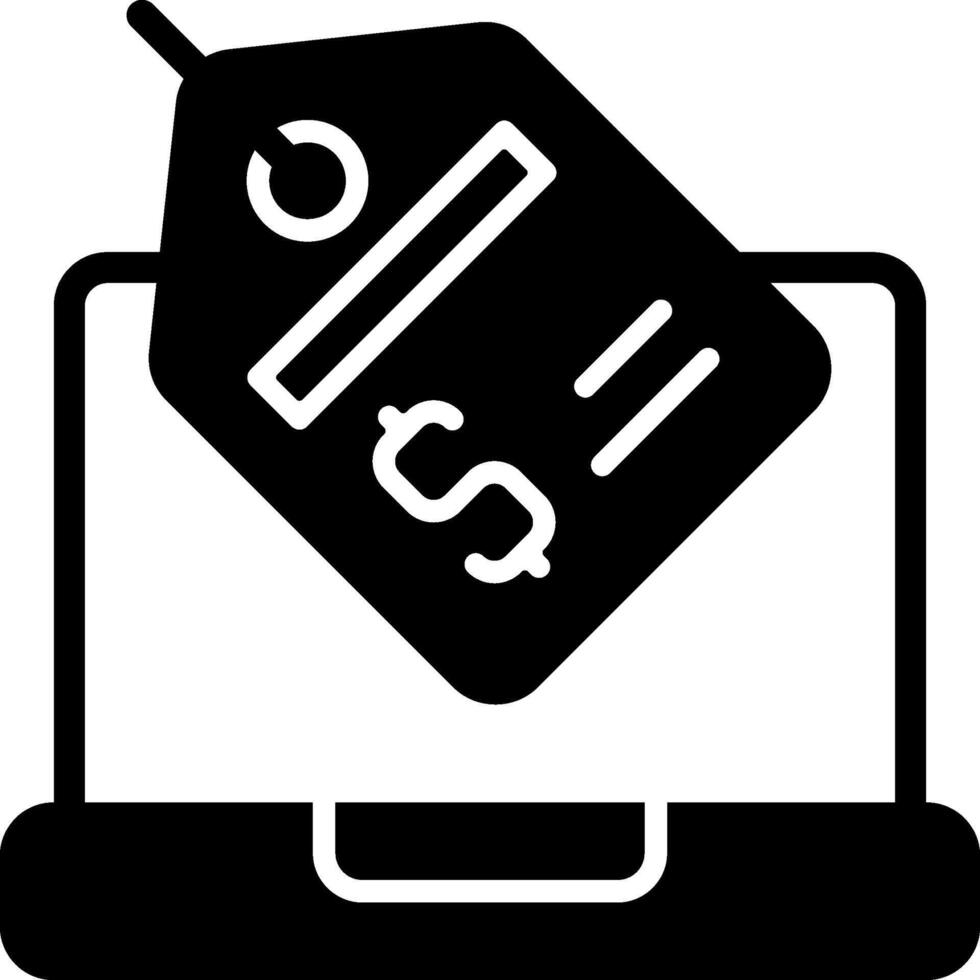 Price Tag Solid Black Icon vector