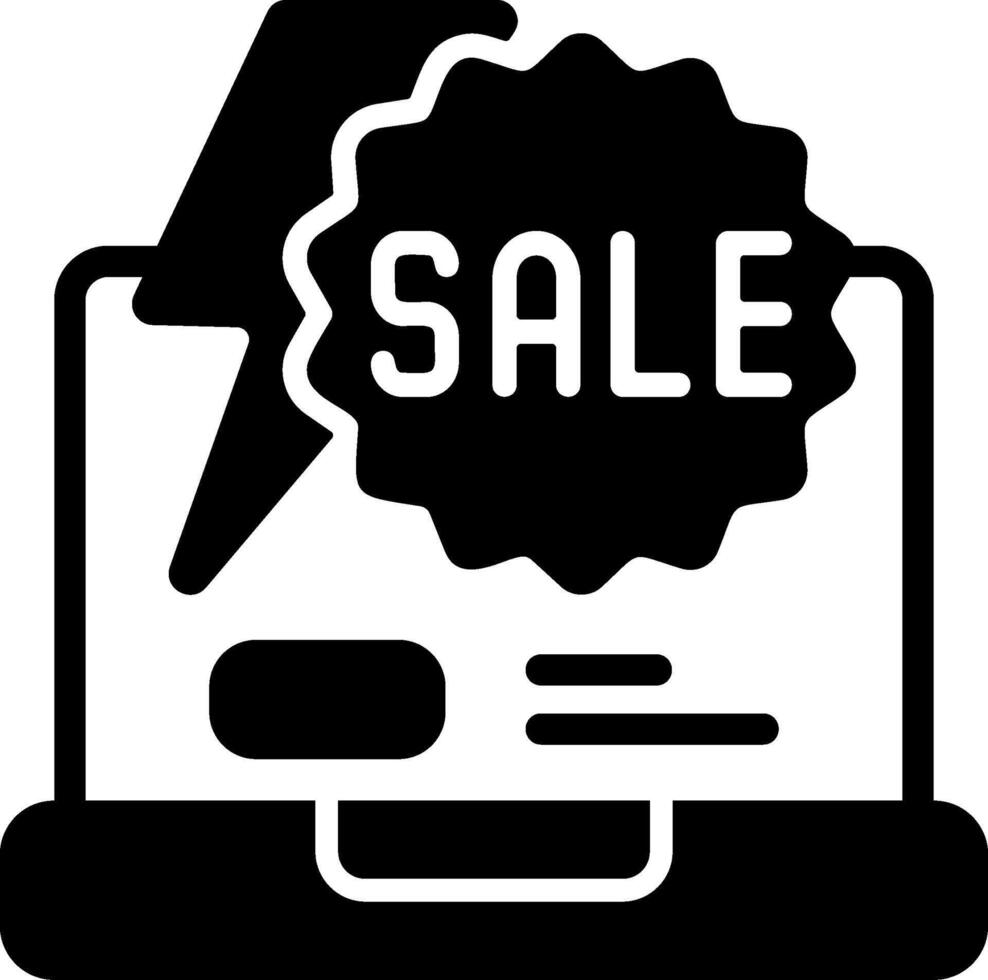 Flash Sale Solid Black Icon vector