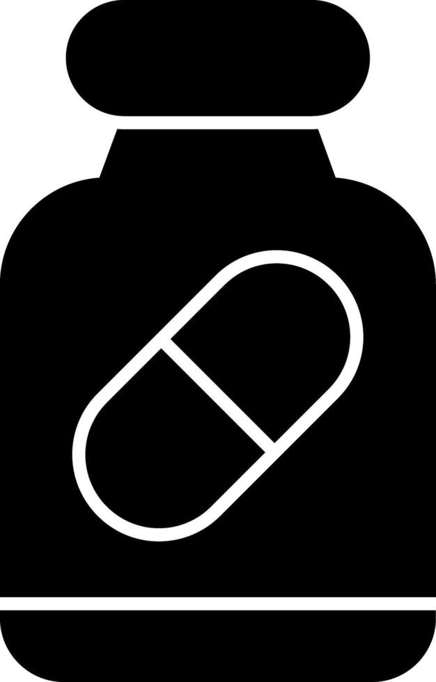 Pill Bottle Solid Black Icon vector