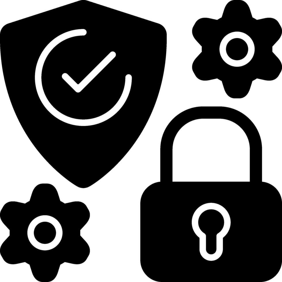 Security Settings Flat Solid Black Icon vector