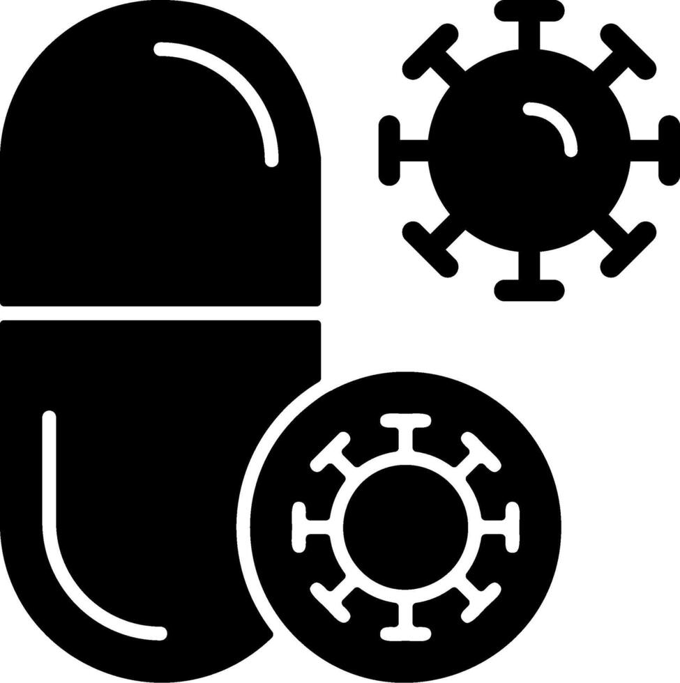 Antibiotic Solid Black Icon vector