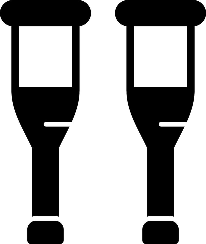 Crutches Solid Black Icon vector