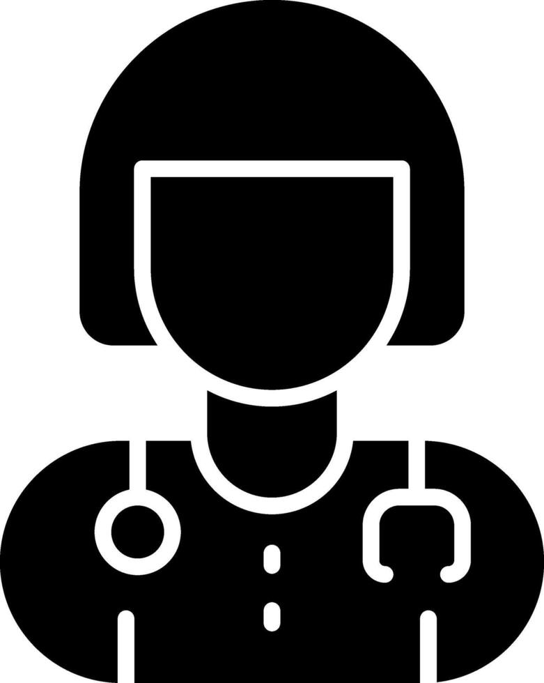 Female Doctor Solid Black Icon vector