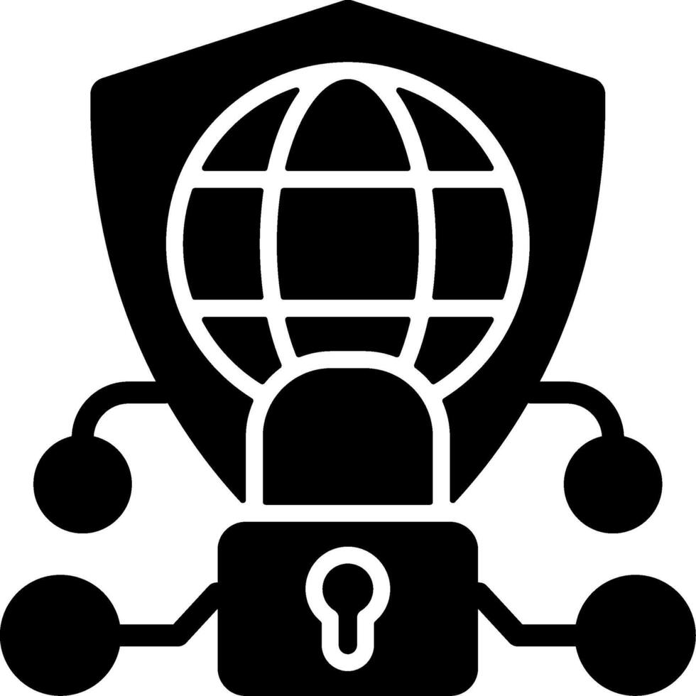 Network Security Flat Solid Black Icon vector