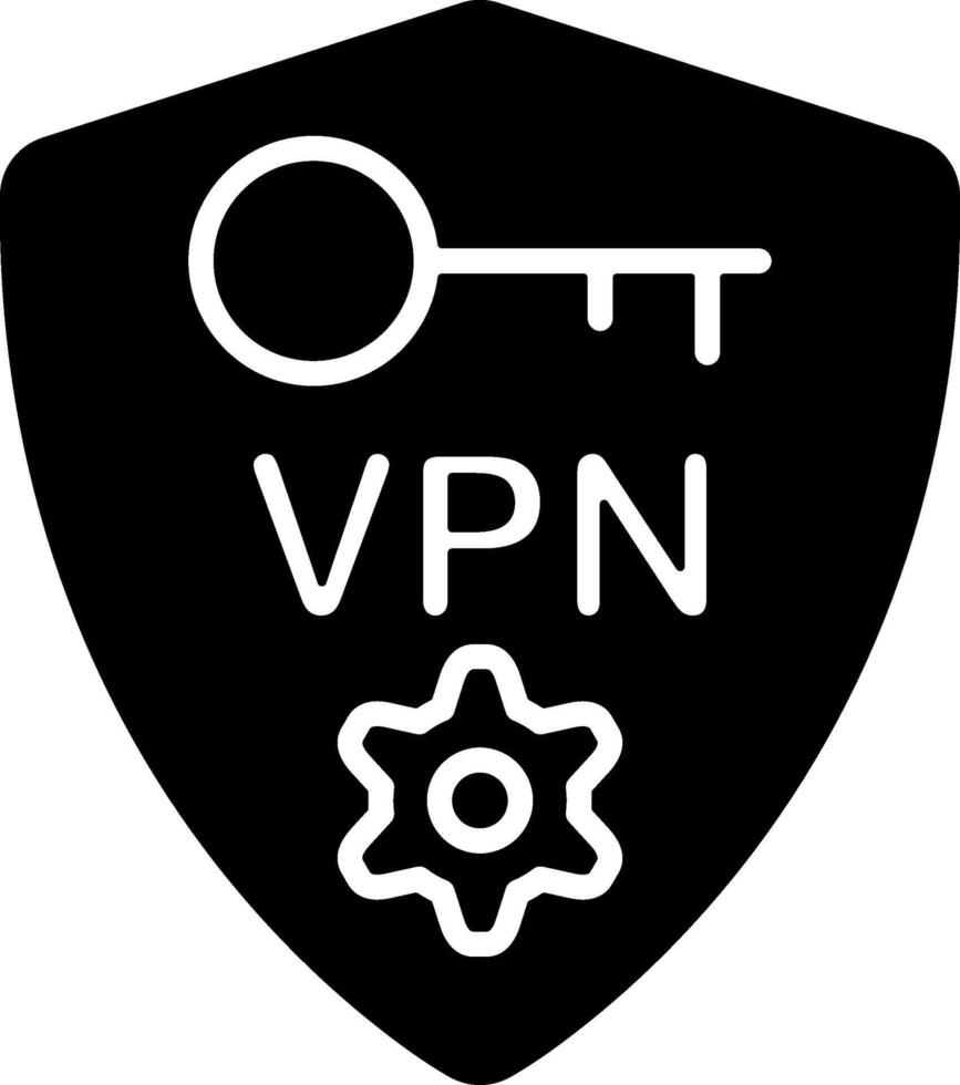 VPN Flat Solid Black Icon vector