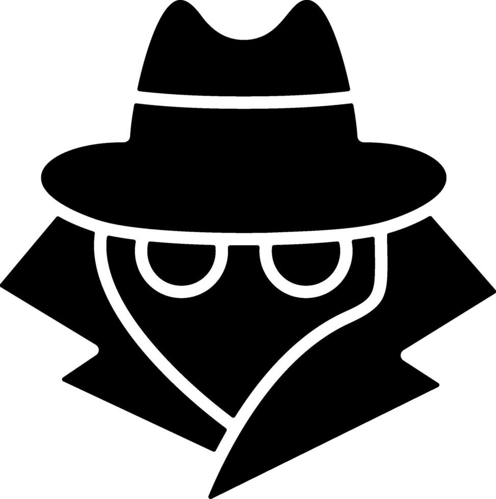 Spy Flat Solid Black Icon vector
